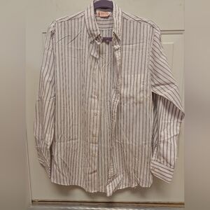 Men's Striped White and Purple Shirt